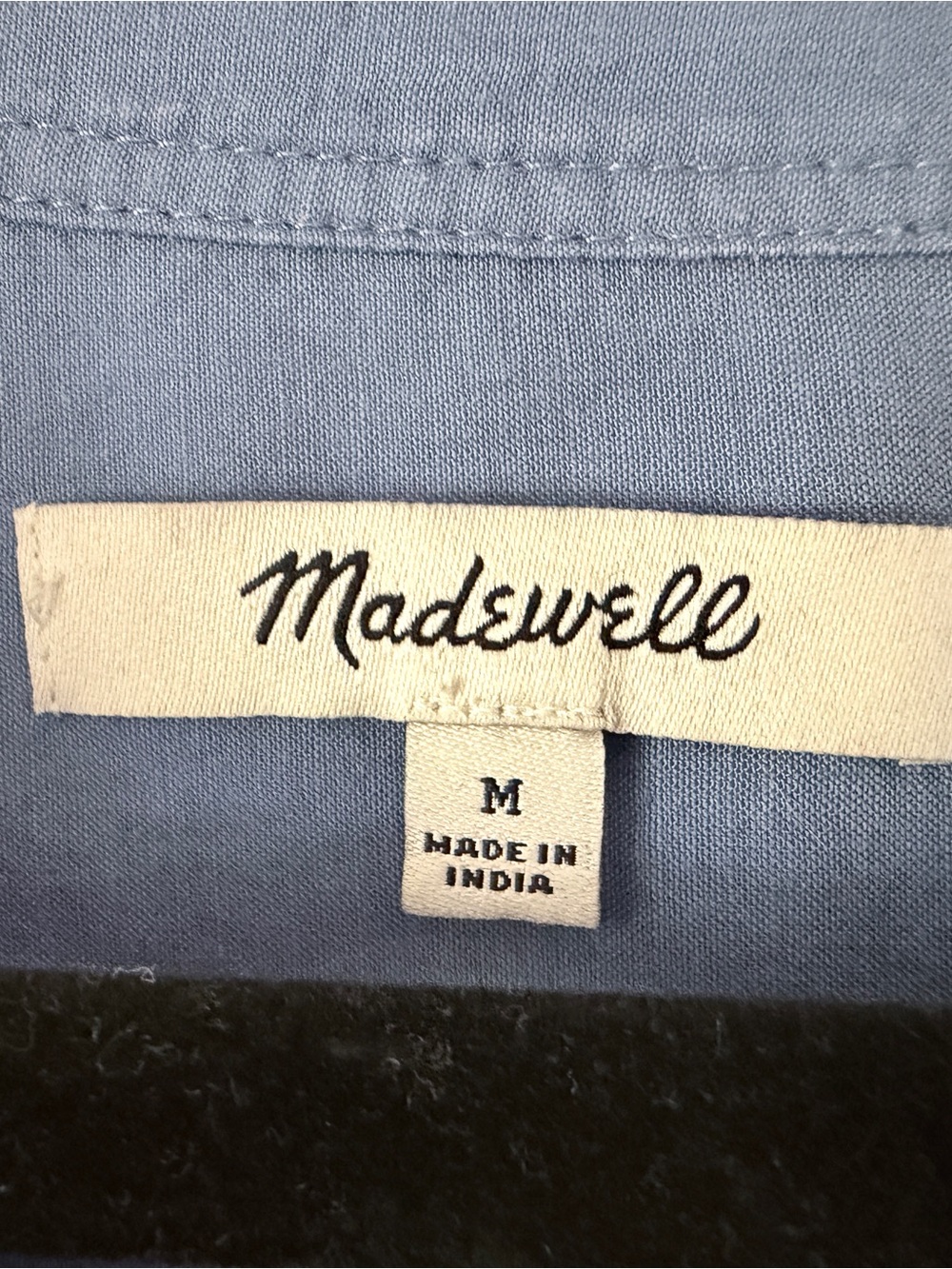Madewell Blue Button-Front Pleated Peasant Blouse - Picture 6 of 8